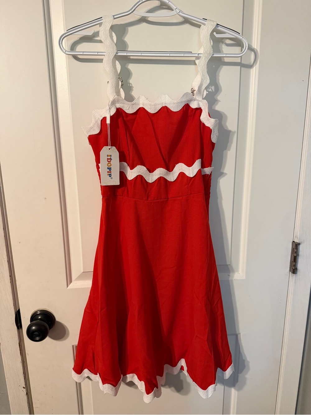 Red Girls' Summer Dress with White Trim